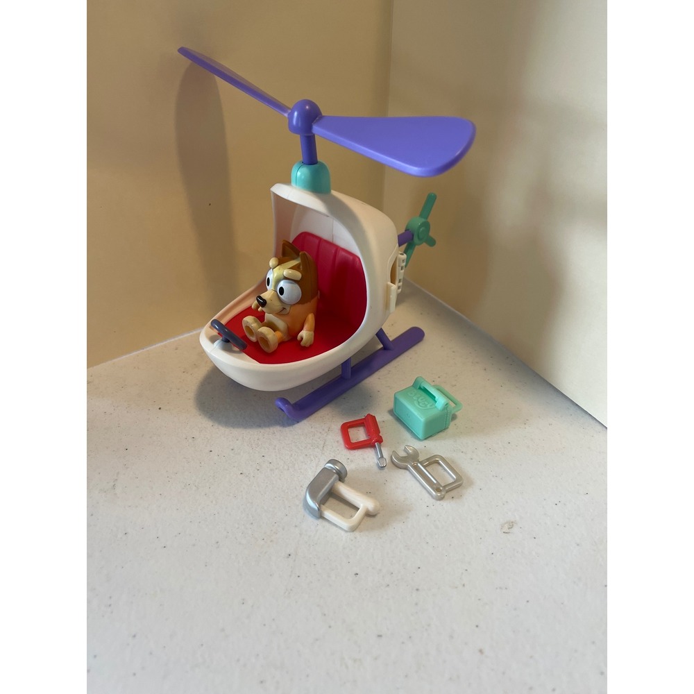 Bluey Helicopter Playset with Bingo Figure and Rescue Accessories White Purple